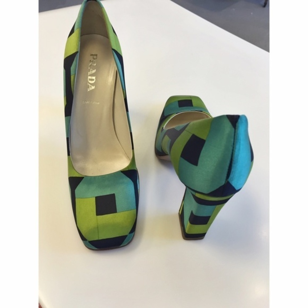 Prada Green, Teal & Black Heels - Picture 3 of 4